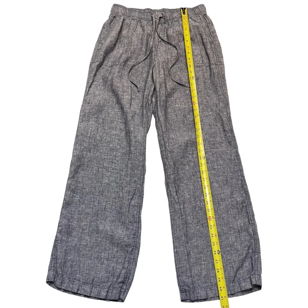 Jones & Co New York Blue 100% Linen Wide Leg Relaxed Drawstring Pants Size M